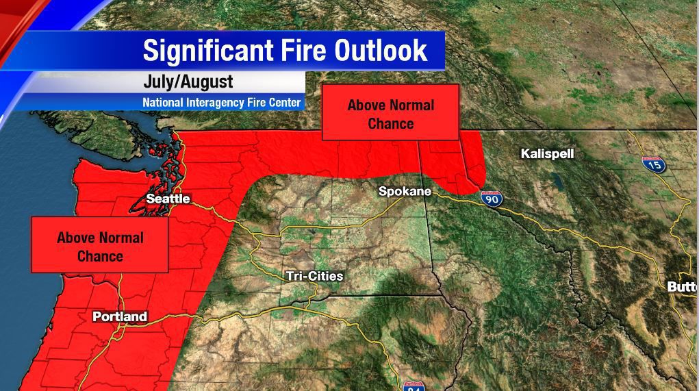 Fire outlook for July and August in WA state